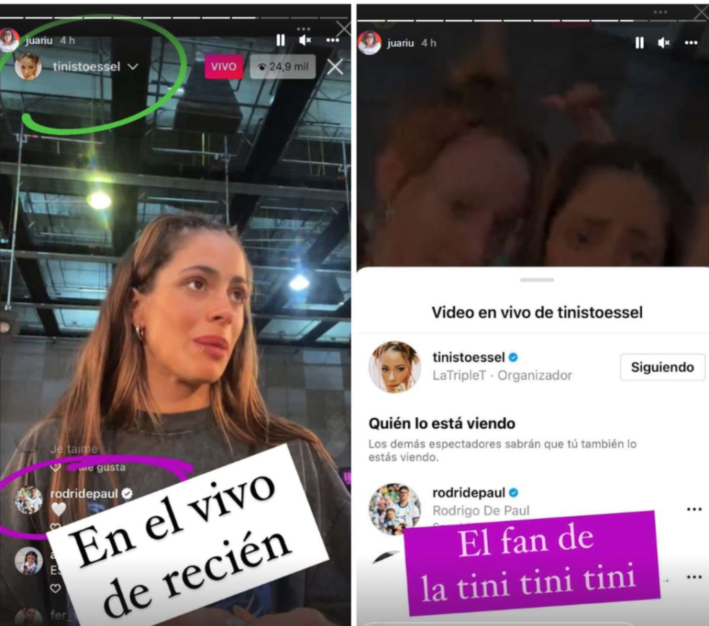 Rodrigo De Paul confirma su amor por Tini Stoessel en un vivo