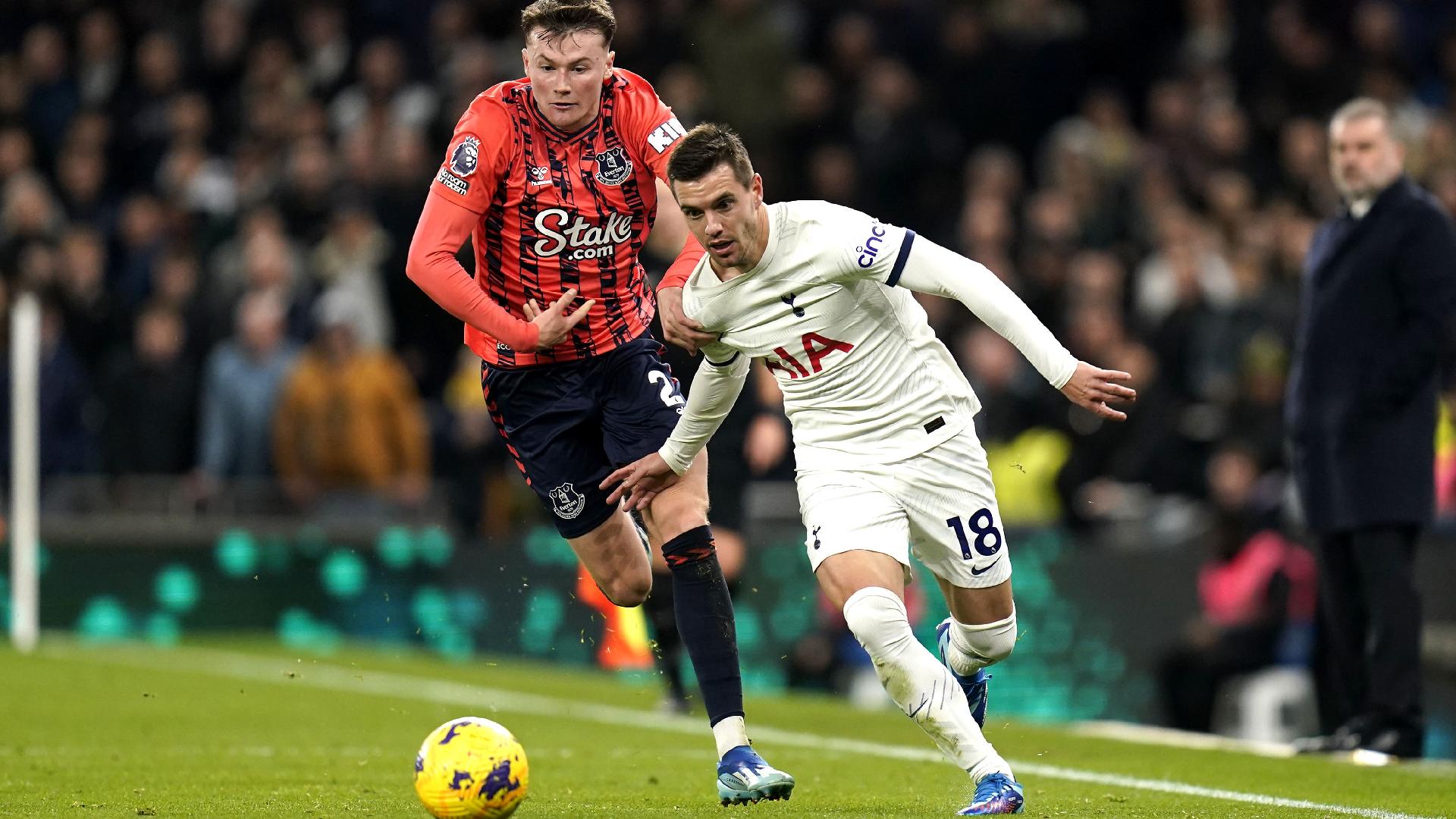 Giovani Lo Celso, right, in action for Tottenham against Everton (Andrew Matthews/PA Wire)