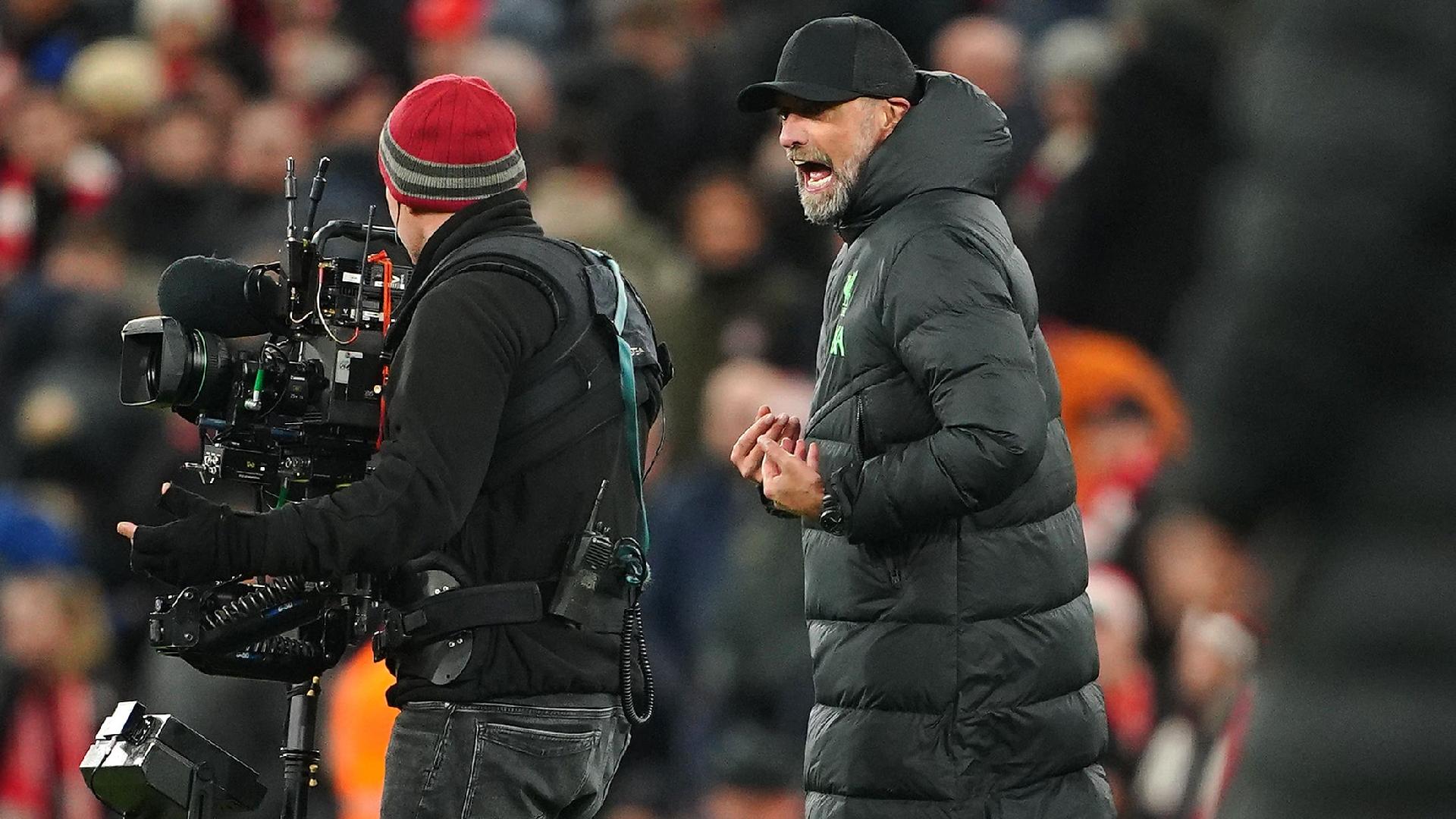 Liverpool manager Jurgen Klopp appears to react to the camera person (Peter Byrne/PA Wire)