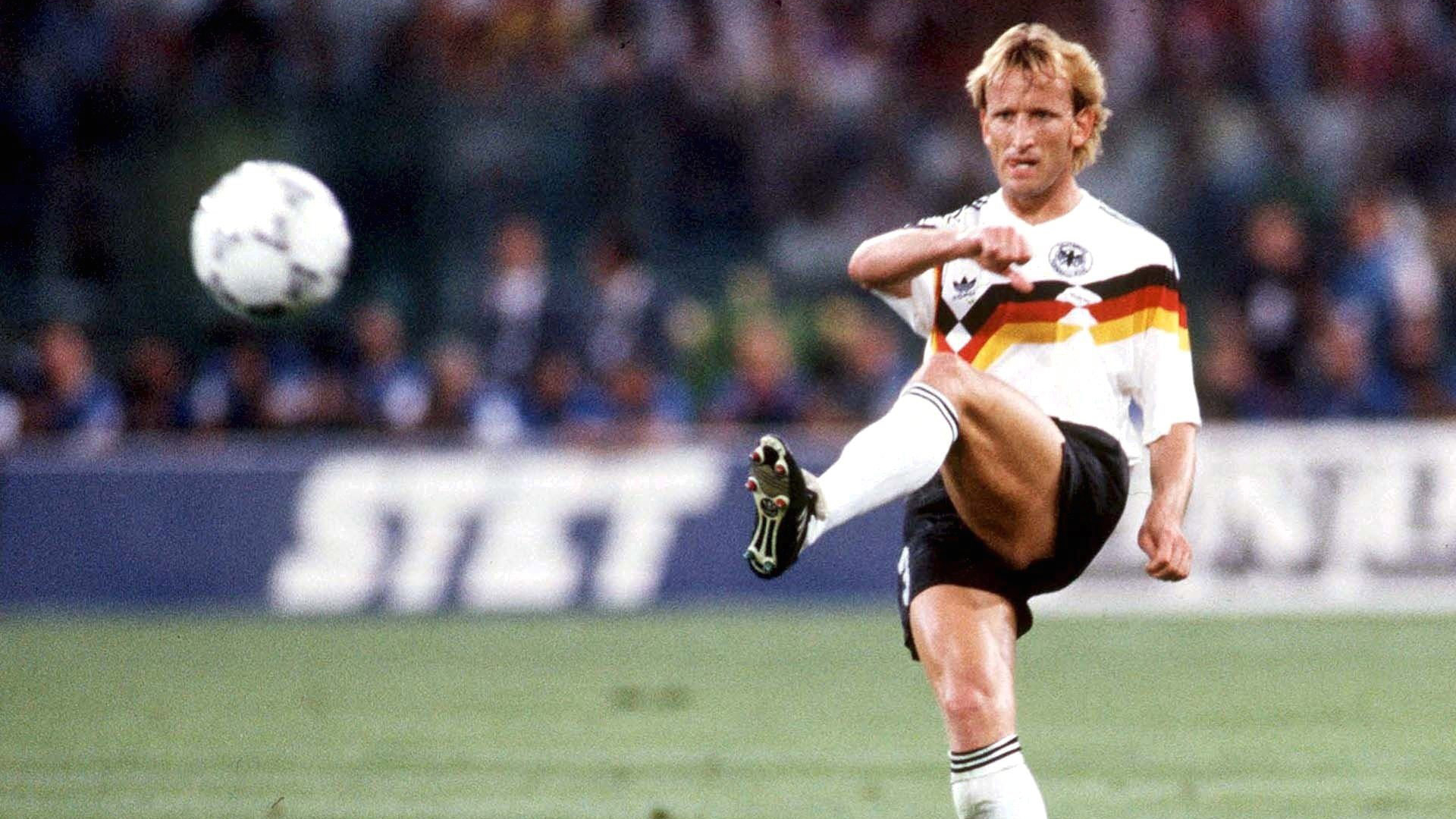 Andreas Brehme Germany v Argentina FIFA World Cup 07081990 (Lutz Bongarts/Bongarts/Getty Images)